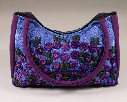 Embroidered Purple Floral Purse