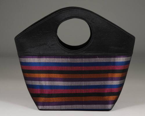 Multicolor Stripe Black Handbag