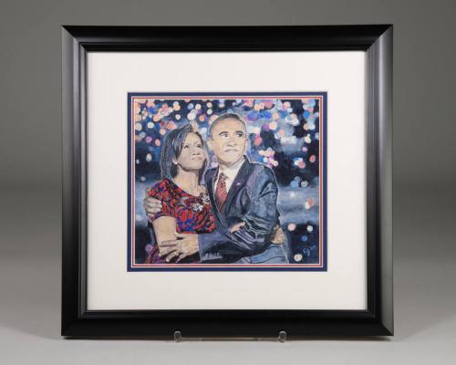 Painting of President Barack Obama and First Lady Michelle Obama at the DNC