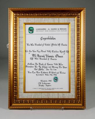 Framed Congratulatory Note