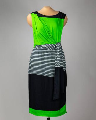 Green and Black Color-Block Dress