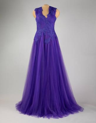 Purple Feather Evening Gown