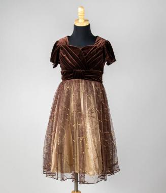 Brown Dress with Gold Glitter Decorations