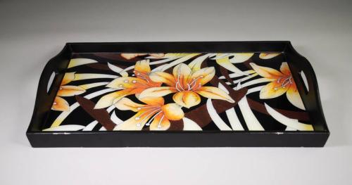 Painted Lily Wood Tray