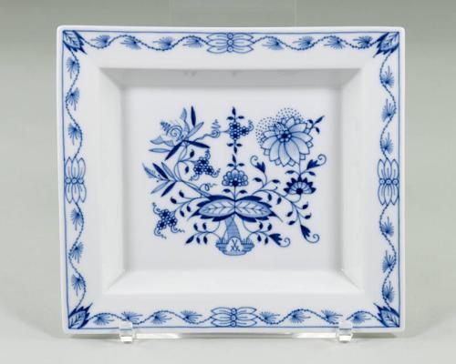 White Porcelain Plate with Blue Floral Design