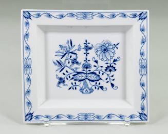 White Porcelain Plate with Blue Floral Design