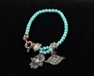 Turquoise Bead Bracelet with Hamsa Charm for Malia