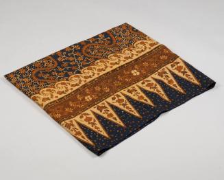 Floral Navy and Orange Batik Shawl