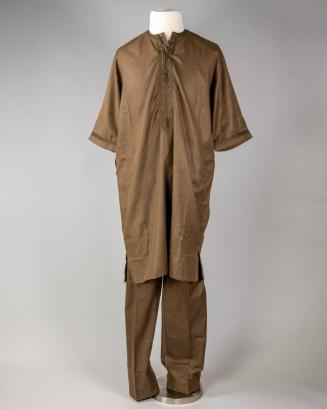 Brown Wool Caftan with Pants