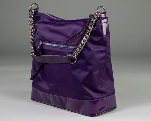 Purple Handbag with Silver Chain Link Strap
