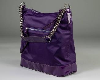Purple Handbag with Silver Chain Link Strap