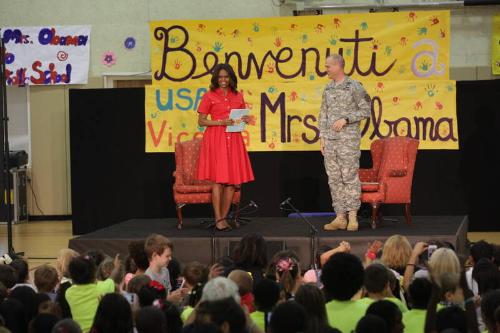Image courtesy of the Barack Obama Presidential Library, First Lady Michelle Obama and Col. Rob…