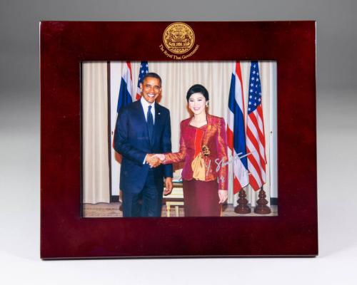 Framed Photograph of President Obama and the Prime Minister of Thailand