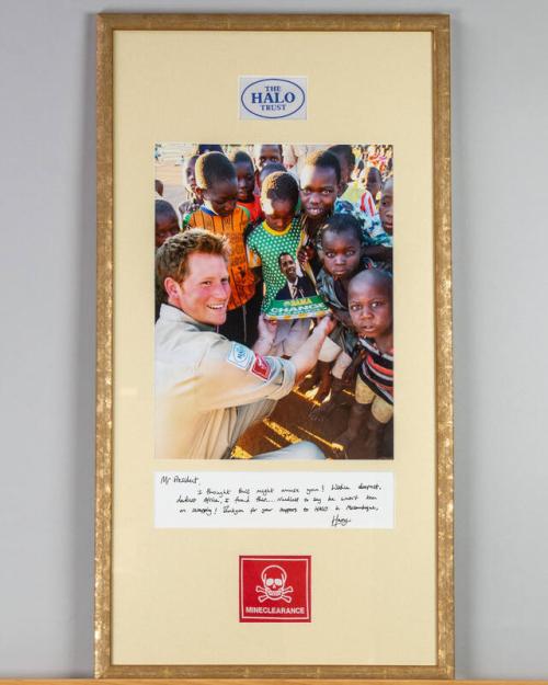 Framed Message from Prince Harry in Mozambique