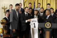Image courtesy of the Barack Obama Presidential Library, President Barack Obama is presented wi…