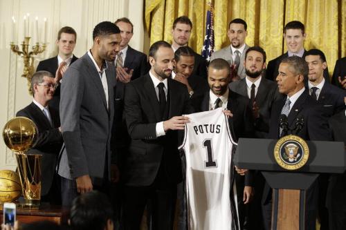 Image courtesy of the Barack Obama Presidential Library, President Barack Obama is presented wi…