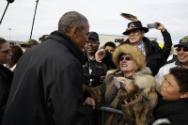 Image courtesy of the Barack Obama Presidential Library, President Barack Obama greets people o…
