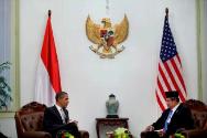 Image courtesy of the Barack Obama Presidential Library, President Barack Obama meets with Pres…