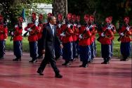 Image courtesy of the Barack Obama Presidential Library, President Barack Obama reviews an Hono…