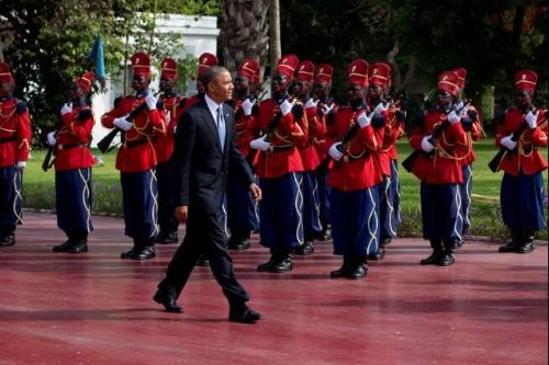 Image courtesy of the Barack Obama Presidential Library, President Barack Obama reviews an Hono…