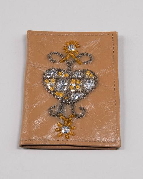 Leather Wallet with Heart Decoration