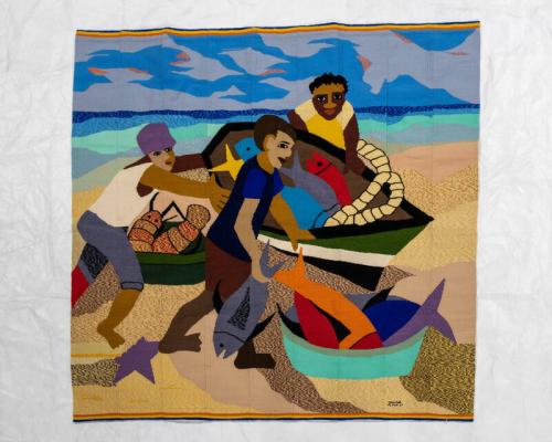 Tapestry of a Beach Scene