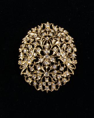 Gold and Gemstone Floral Pattern Brooch