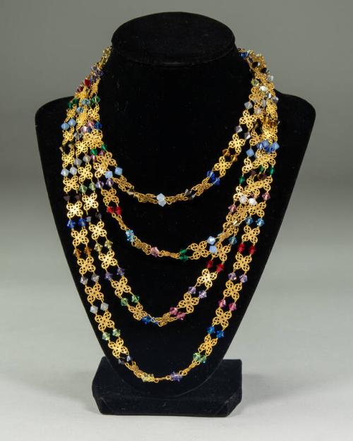 Gold-Colored Necklace with Glass Beads