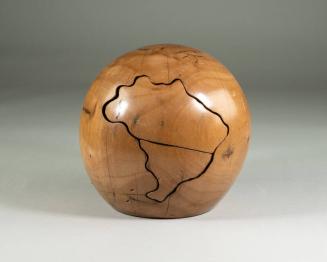 Wood Globe with a Cutout of Brazil