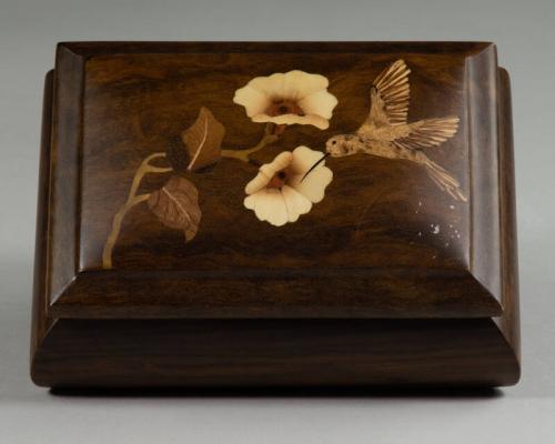 Inlaid Wood Humming Bird Box