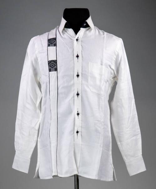 White Shirt with Black Designs