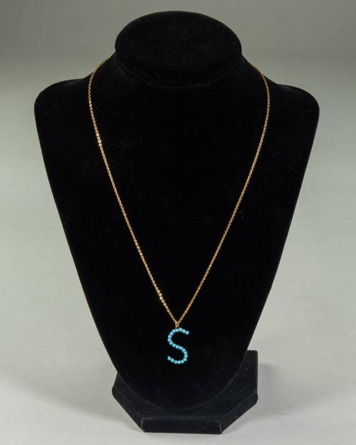 Blue "S" Charm Necklace