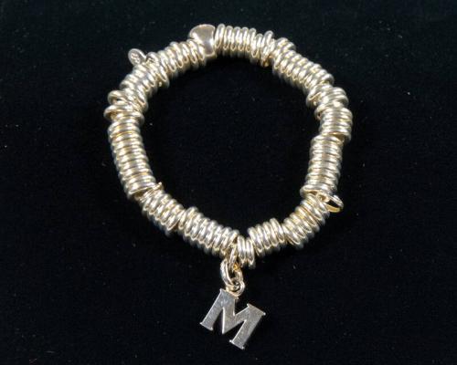 Letter "M" Silver Links Bracelet