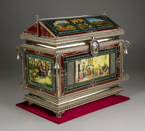 Ornamental Chest with Painted Ceramic Plates