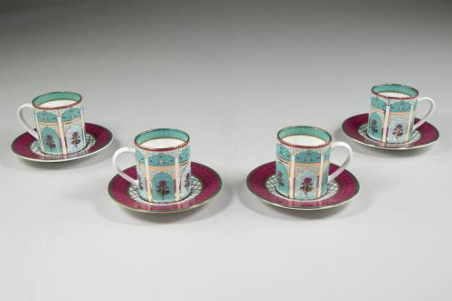 Serai Demitasse Set in White and Fuschia