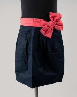 Navy Blue Skirt with Pink Belt