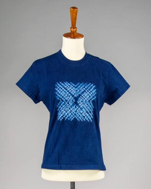 Dark Blue T-shirt with White and Blue Designs