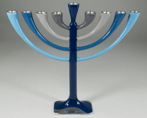 Blue Metal Menorah