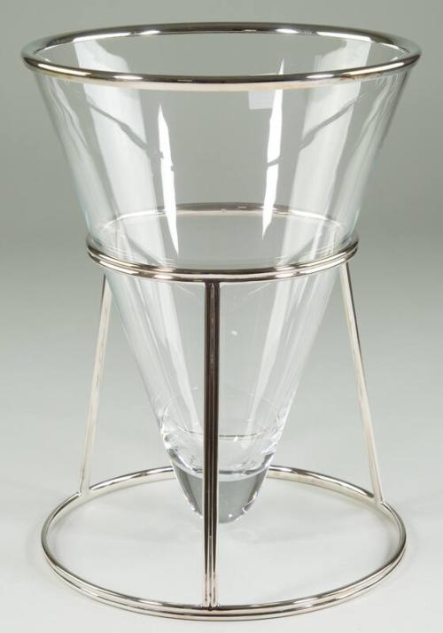 Glass Ice Bucket with Metal Stand