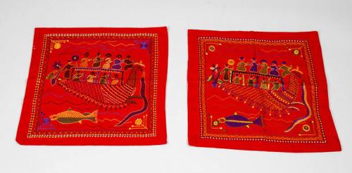 Nakshi Kantha Style Embroidered Pillow Covers