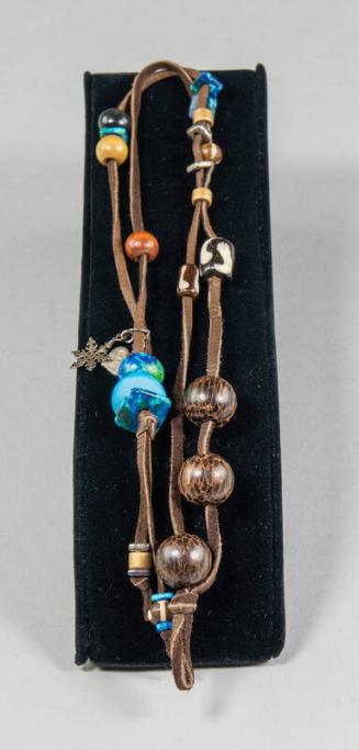 Leather Bracelet with Beads and Charms