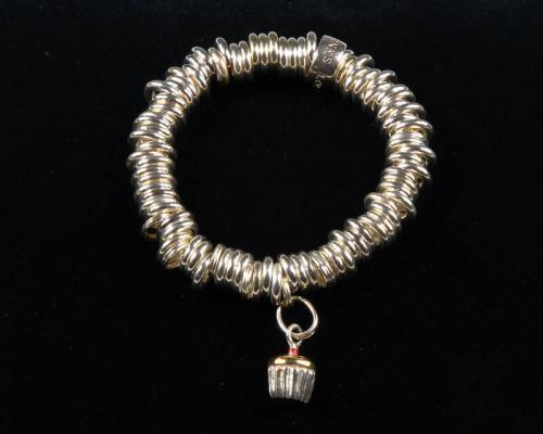 Silver Bracelet with Cupcake Charm