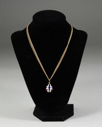 Gold Necklace with Norwegian Flag Faberge Egg Pendant