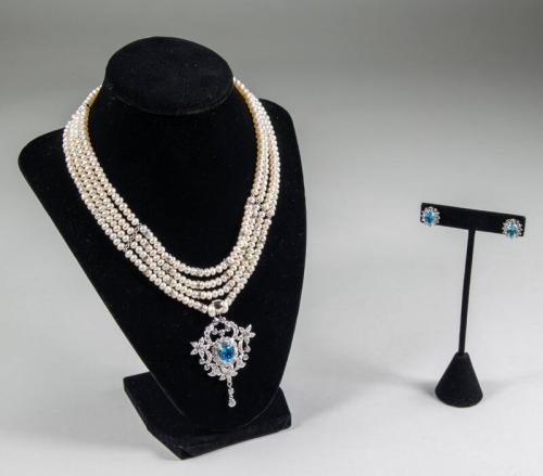 Pearl, Topaz, and Stone Jewelry Set