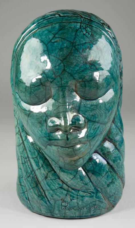 Teal Raku Sculpture