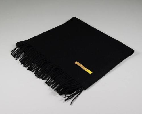 Fringed Black Wool Scarf