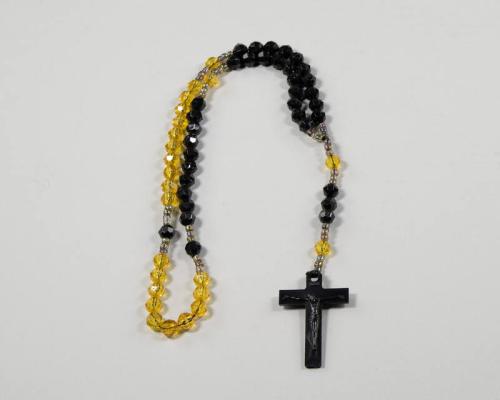 Black and Yellow Plastic Beaded Rosary