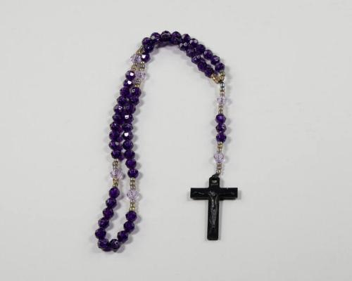 Purple and Gray Plastic Beaded Rosary