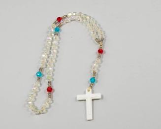 Red, Blue, and Gray Plastic Beaded Rosary
