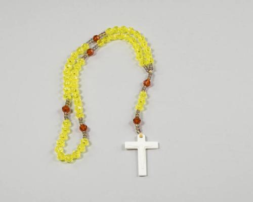 Yellow, Orange, and Gray Plastic Beaded Rosary